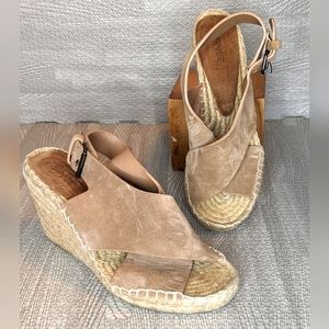 Vince Sabrina Espadrille Suede Taupe Wedge Sandal, 6
